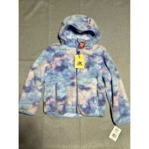 ZeroXposur Faux Fur Hoodie Girls Kids Size 7/8 Blue Ombre Zip Up Jacket